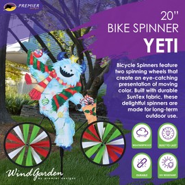 Bike Spinner Yeti 20" – Playful Winter Monster Design, Weather-Resistant Outdoor Decor, Durable & Lightweight for Patios, Yards, and Gardens - Eye-Catching Wind Spinner with Rotating Wheels