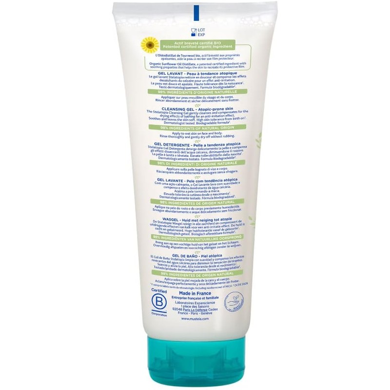 Mustela Stelatopia Gel Lavante para Bebé Piel Atópica, 200ml