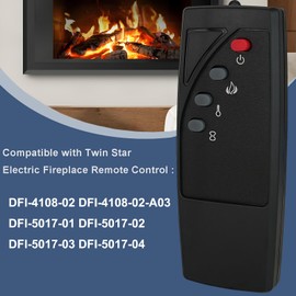 Replacement Remote Control for Twin Star Electric Fireplace Stove Heater Infrared Remote Controller DFI-4108-02 DFI-4108-02-A03 DFI-5017-01 DFI-5017-02 DFI-5017-03 DFI-5017-04