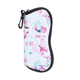 molshine Soft Sunglasses Case, Neoprene Zipper Glasses Case, Portable Glasses Bag with Hook for Men and Women (White)