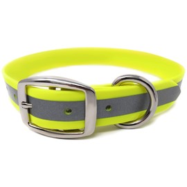 Regal Dog Products Large Yellow Heavy Duty Reflective Dog Collar with Durable Metal Buckle and D Ring Adjustable, Chew Proof & Waterproof Strong Small Dog Collar Other Sizes for Medium & Large Dogs