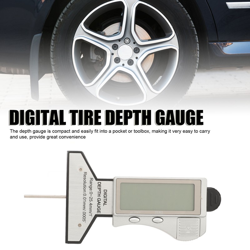 Digital Tire Depth Gauge Accurate Zeroable Car Tyre Meter Measurer
