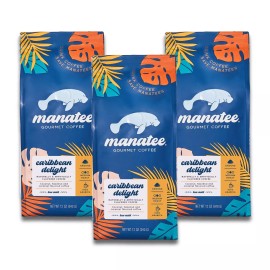 Manatee Gourmet Coffee Caribbean Delight, Medium Roast, Ground, 12 oz. (3 Pack)