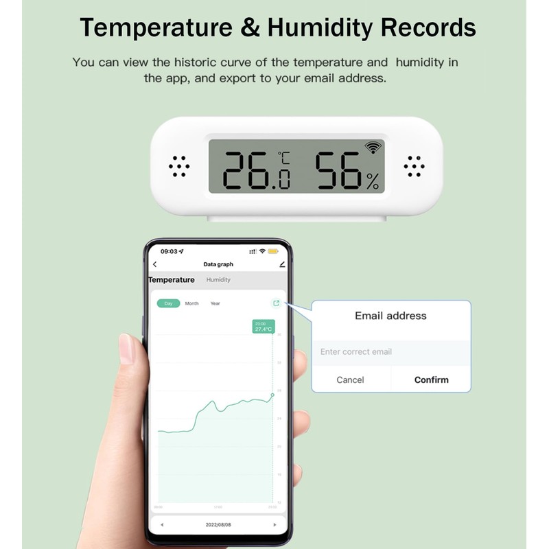 WiFi Thermometer Hygrometer: Smart Temperature and Humidity Sensor, Real-time Monitor,