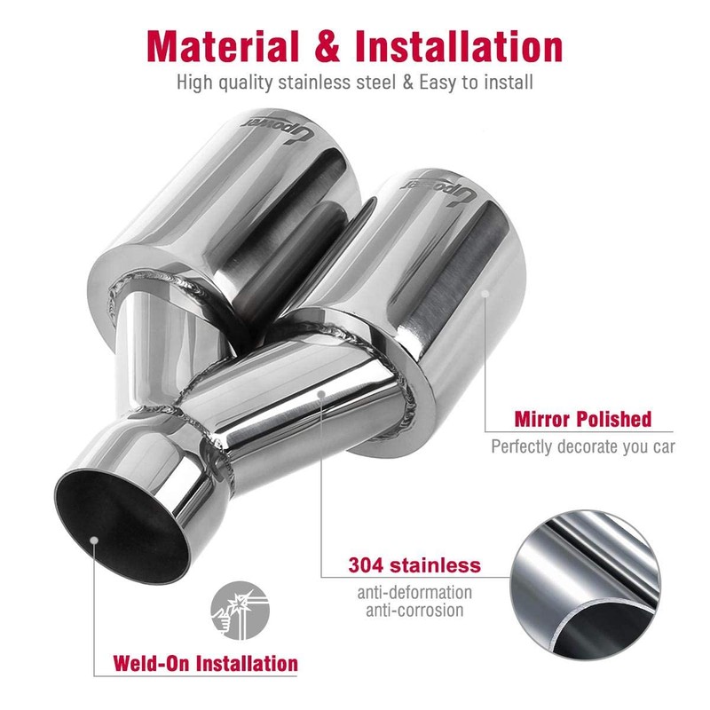 Upower 2.5" to 3.5" Dual Staggered Exhaust Tips 2 1/2