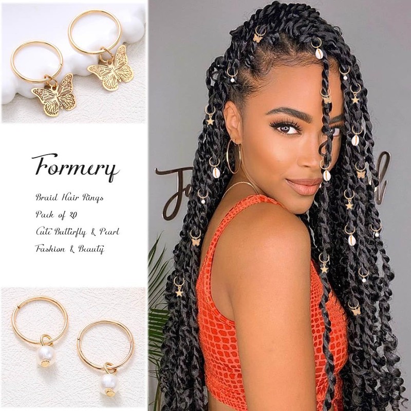 Formery Butterfly Hair Jewelry Braids Gold Star Braid Charms Pearl