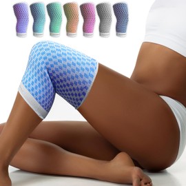 the Pronto Co. Knee Compression Sleeves, for Knee Pain, Knee Support, Arthritis, & Workouts, 2 Pack (Light Blue)