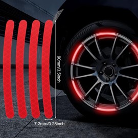 Pack of 20 Reflective Tape, Reflective Stickers, Ultra Thin, For Bicycle Spokes, Curved Surfaces, Compatible with Cars, Vacs, Wheelchairs, Heat Resistant up to 248°F (120°C), Zero Stripping Marks