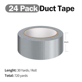 Eliamo 24 Pack Duct Tape, 2 Inch X 720 Yards Heavy Duty Waterproof Silver Duct Tape Bulk, Strong, Easy Tear, No Residue for Indoor Outdoor Repairs, DIY, Crafts
