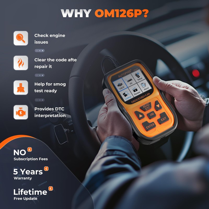 AUTOPHIX OM126P+ OBD2 Scanner, Vehicle Code Reader for Check Engine