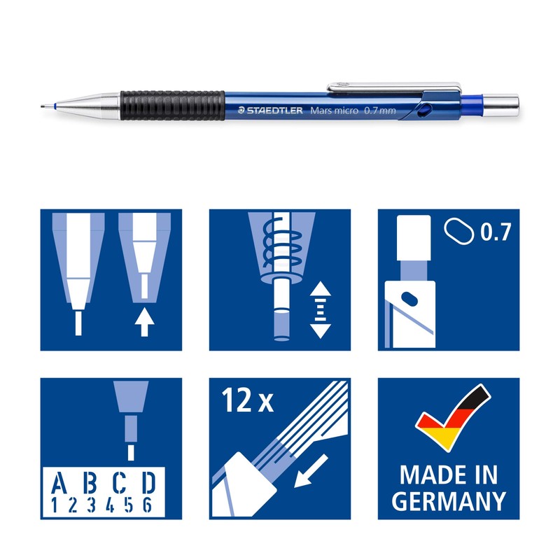 STAEDTLER 7757BK25DA Mars Micro Mechanical Pencil - 0.7mm (Blistercard of