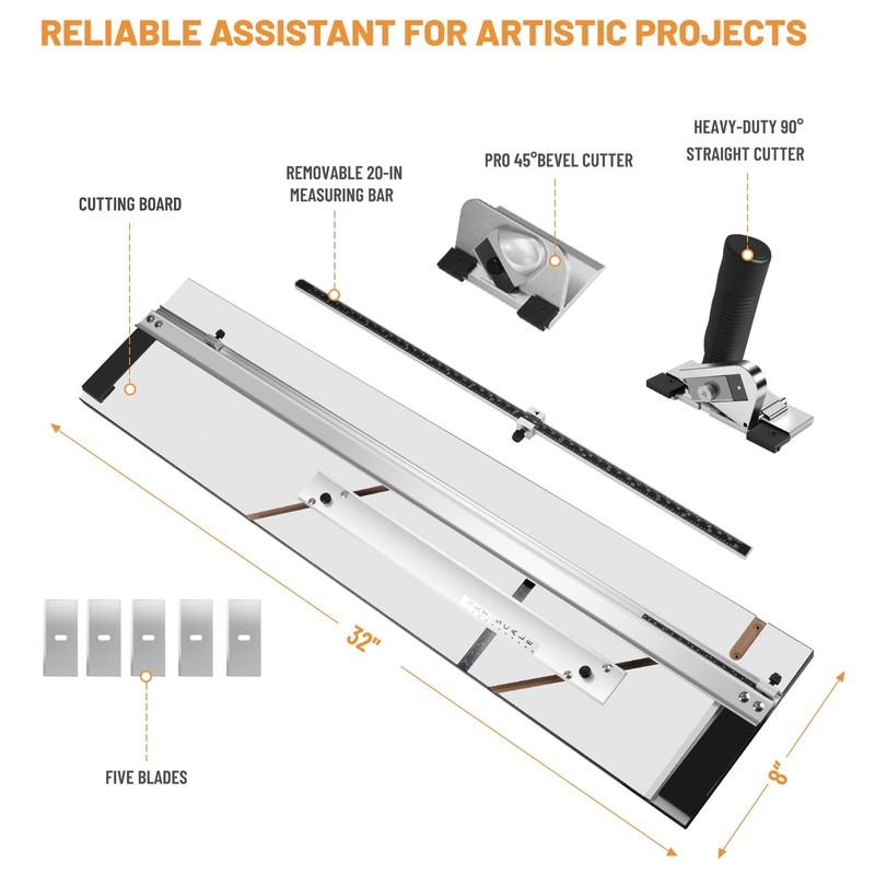WJTQTBT 32in Mat Cutter for Framing with Bevel & Straight