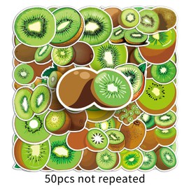 Kiwi Stickers 50Pcs Waterproof Cute Fruit Stickers for Laptop Bumper Water Bottle Scrapbook Cars Skateboard Bike Guitar Notebook Luggage,Vinyl Cartoon Kiwi Sticker for Teens Girls