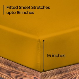 ROYALE LINENS 300 Thread Count 100% Long Staple Combed Cotton Fitted Sheet Queen - Super Soft Deep Pocket Bottom Sheet - Fitted Sheets Only - Elastic Sheets (Queen, Yellow)