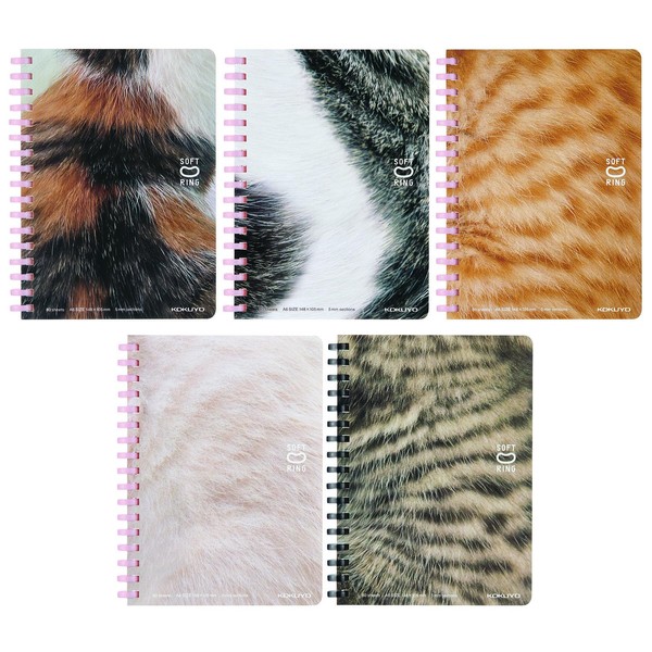 KOKUYO Spiral Graph Notebooks, 5 Pack 5.8'' x 4.1'' Kitten