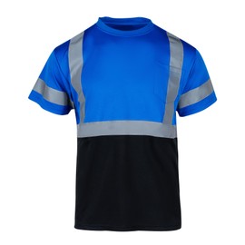 VENDACE Hi Vis Reflective Safety Shirts for Men ANSI Class 1 High Visibility Construction Work T Shirt(Blue,M)