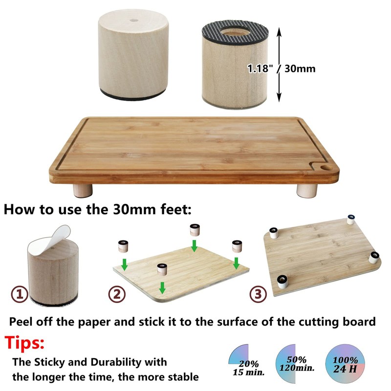 ANFU Cutting Board Feet, Cutting Board Legs Risers, Self Adhesive
