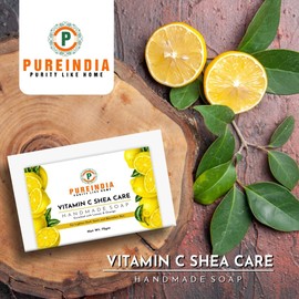 PureIndia Handmade Vitamin C Shea-care Face & Body-Wash with Lemon & Orange, 75gm,Pack of 3