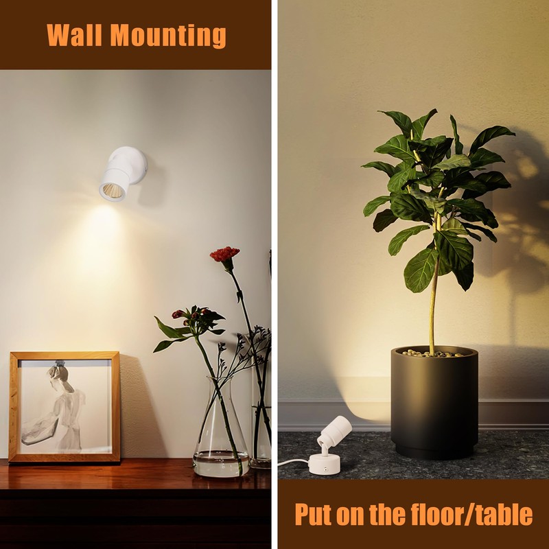 2 Pack LED Spot Lights Indoor, 5W Uplighting with Remote