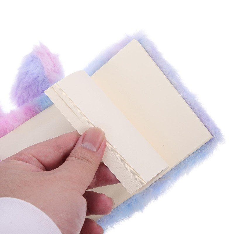 Toddmomy Fluffy Rabbit Shaped Notebook for Adorable Plush Cover Daily