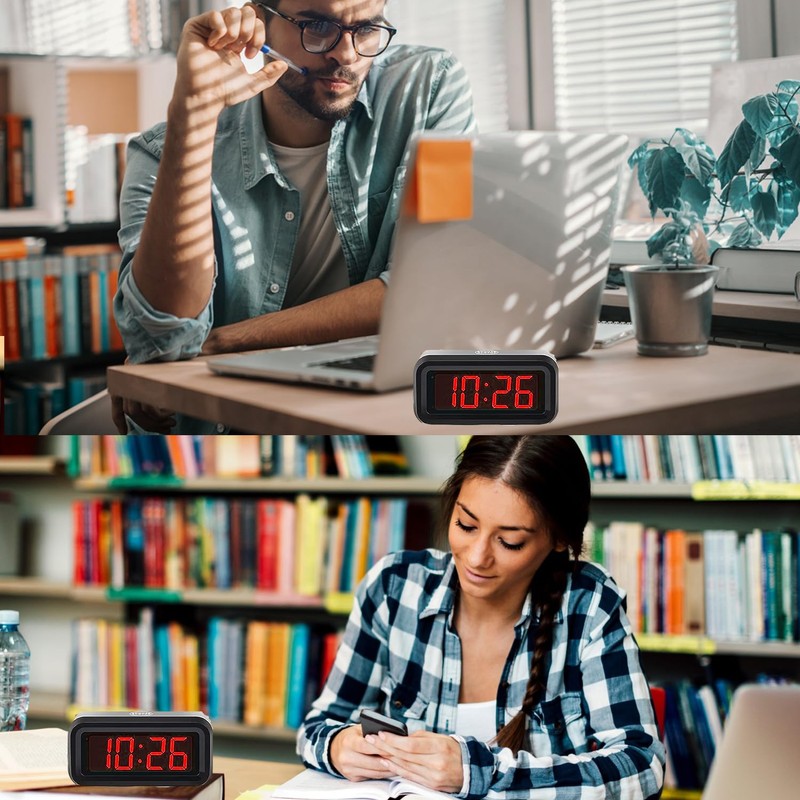 SUPLEDCK Alarm Clock,Digital Alarm Clock for Bedrooms,Battery Operated Clock,Adjustable 3