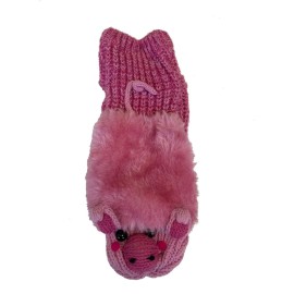 Keep Your Socks On Faux Fur Fuzzy Winter Animal Socks with Grippers Pink 4-10
