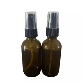 GPS 2oz Amber Glass Bottle with Black Mist Sprayer Pack Of Two