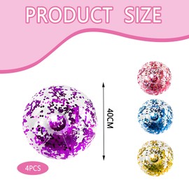 Syylqyr 4 Pcs Inflatable Pool Toys, 16 Inch Glitter Ball with Sequin Glitter, Blow Up Ball Water Recreation Balls Beachball, Pool Party Games Summer Beach Toy