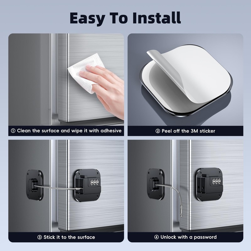 WILNIRY 2 Pack Refrigerator Door Lock with Code for Kids