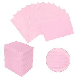 Dental Bibs 125Pcs Disposable Patient Bibs Dental Bibs Disposable Tattoo Bibs Waterproof Scarf Towel for Tattoo, Clinic Use, Feeding Tattoo Bibs Tray Covers (Pink)