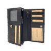 Genuine Leather Women's Wallet Floral Embossed with RFID/NFC Protection, black,
