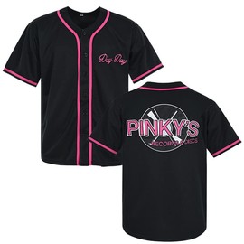 Men's Next Friday Pinky's Record Movie 90s Hip Hop Stitched Sports Fan Baseball Jersey Clothing for Party Black Pink (Black, M)