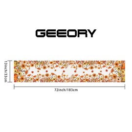 GEEORY Fall Pumpkins and Sunflowers Table Runner 13x72 Inch, Maple Leaves Farmhouse Thanksgiving Decor for Kitchen, Dining, Indoor/Outdoor Holiday Dinner Party Orange GT161-72