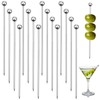 16PCS Cocktail Picks, Reusable Stainless Steel Toothpicks Martini Olive Skewers,