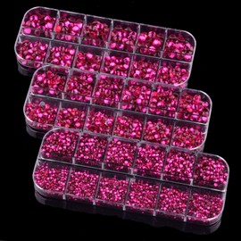 Massive Beads 6500pcs+ Flatback Glass Hotfix Iron On Rhinestones Crystal for DIY Making with 1 Tweezer & 1 Picking Pen for Shoes, Clothes, Face Art, Bags, Manicure (Rose Pink, 5-Sizes)