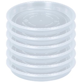 OVZILKI Plant Saucer 6 Pack of 8 inch, Clear Plastic Flower Plant Pot Saucer, Heavy Duty Plant Drip Trays Saucers for Indoor, Plant Water Tray for Planters