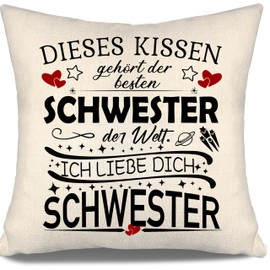 Aosumin This cushion belongs to the best sister in the world, I love you, sister cushion cover for sister, brother, birthday, best sister gift (sister-a)