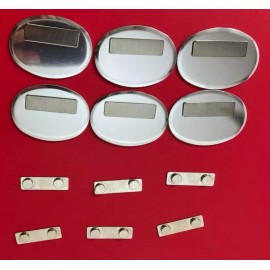 Cawley Company Magnetic Oval Name Badge Blanks with Pin – 6 Pack (Silver)