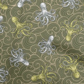 oneOone Velvet Olive Green Fabric Sea Sewing Fabric by The Yard Printed DIY Clothing Sewing Supplies 58 Inch Wide