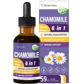 Eubrition Chamomile herb Extract Drops, Natural Calm Herbal Tincture Supplement w/Passion Flower, St. John's Wort, Lavender, Reishi, & Echinacea for Relaxation Support & Immune Support. 2oz