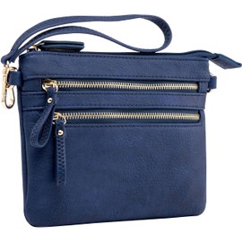 B BRENTANO - Mini bolso cruzado con cierre múltiple y detalles de borla, Navy Nn, Talla unica