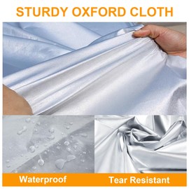 RiderVibe Motorcycle Cover UV Protection Lightweight Half Cove Outdoor Sun Cover Waterproof Dust Cover All Season Weather for Most Motorcycles Full Dress Touring Cruiser - Silver L