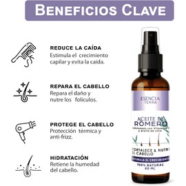 Aceite de romero para el crecimiento del cabello - Anticaída - Repara cabello seco y maltratado Hidrata, nutre, fortalece