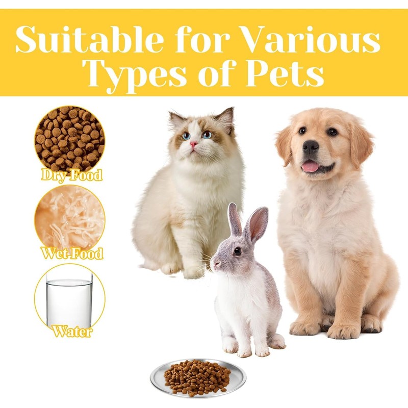 Pack of 2 Flat Stainless Steel Cat Bowls, 14 cm