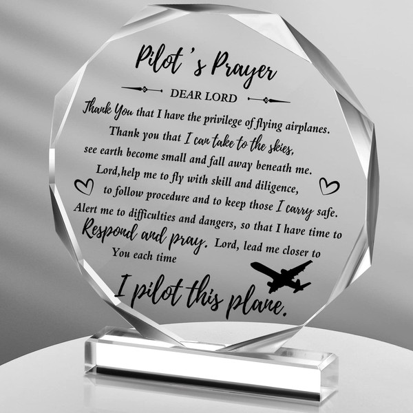 Pilot Gifts for Aviation Men Aviation Gifts Pilot's Prayer Acrylic Gifts Flight Attendant Graduation Gifts Future Pilot Gift for New Pilot Decoration Gifts for Home Living Room Bathroom Bar Diner