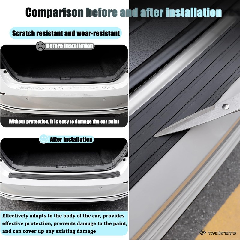 TACOPETS Car Rear Bumper Protector, 41 x 3.4 inch Trimmable,