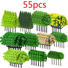 Dtoterul Model Building Trees 55 Pieces Landscape Model Trees Miniature Trees and Bushes Mixed Architecture Trees Train Trees Railway Landscape Diorama Tree Gnome Construction Site Set, 3-7 cm