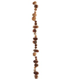 SilksAreForever 5' Glittered Artificial Pinecone Garland -Brown/Gold (Pack of 6)