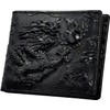FashionBerry Men's Compact Wallet, Short Wallet, Genuine Leather, Embossed Dragon,