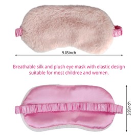 2 Pcs Plush Sleep Masks, Ultra Cute Soft Sleep Eye Cover, Blindfold Travel Sleep Masks for Kids Men Women, with Elastic Strap, Sleep Masks Adjustable for Kids Adult (Dark Pink,Grey)